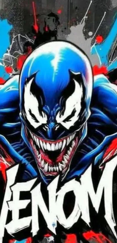 Vibrant Venom comic-inspired wallpaper with bold colors and dynamic design.