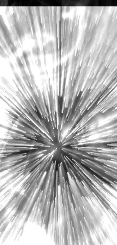 Dynamic monochrome warp speed effect wallpaper for mobile.