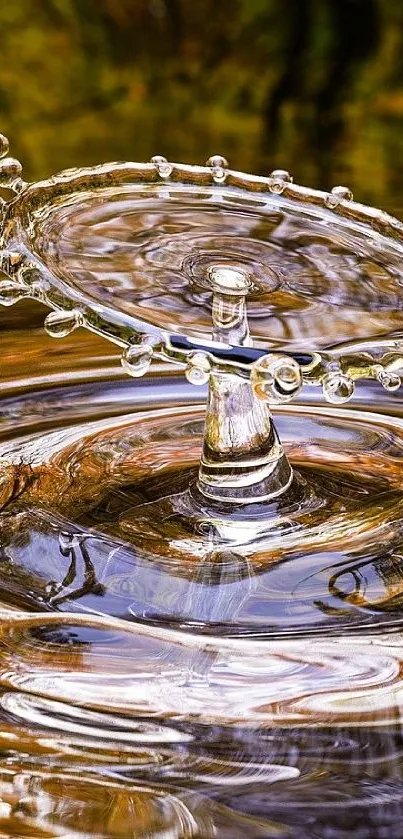 Intricate water drop splash art creating vibrant ripples.