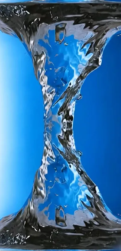 Dynamic water reflection with blue background wallpaper.