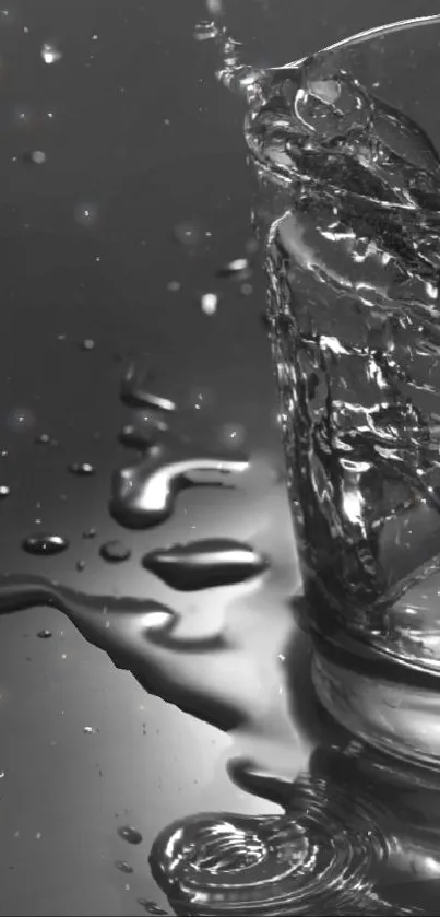 Dynamic water splash with a glassy effect on black background.