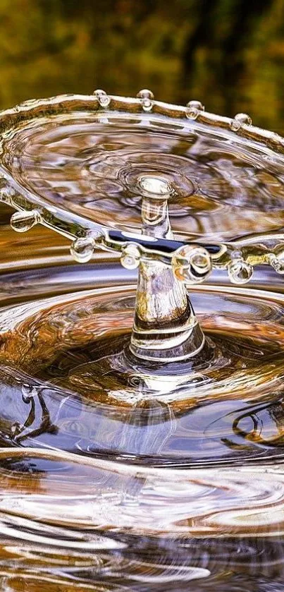 Abstract water splash creating concentric ripples with a bronze tint.