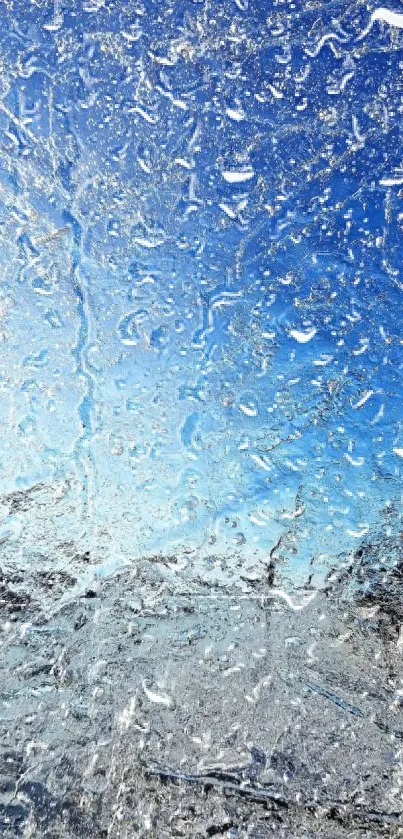 Dynamic water splash against a vibrant blue sky.