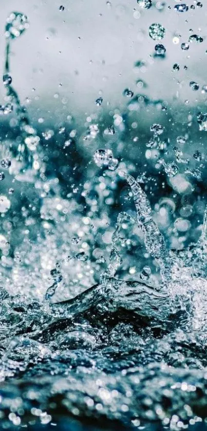 Vibrant blue water splash wallpaper for mobile phone.