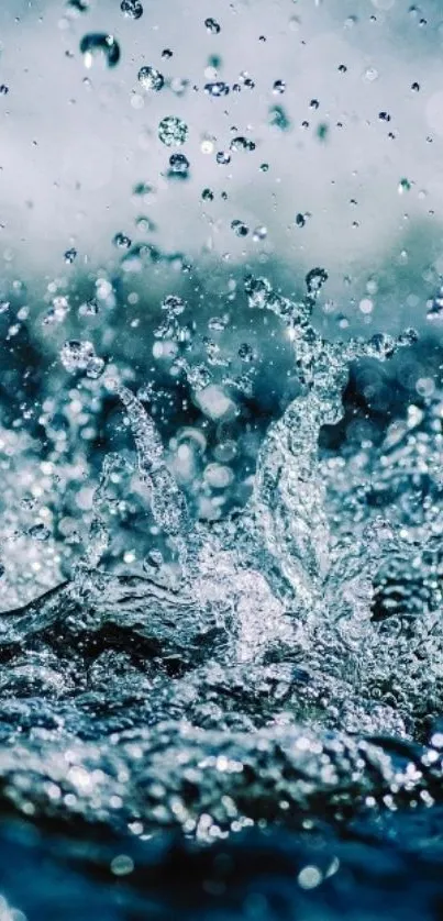 Dynamic water splash wallpaper with vibrant blue tones.