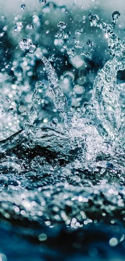 Dynamic water splash wallpaper with blue tones.