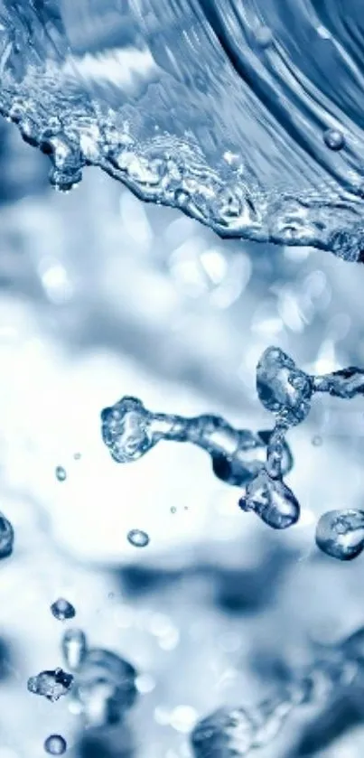 Dynamic water splash with clear blue droplets cascading gracefully.