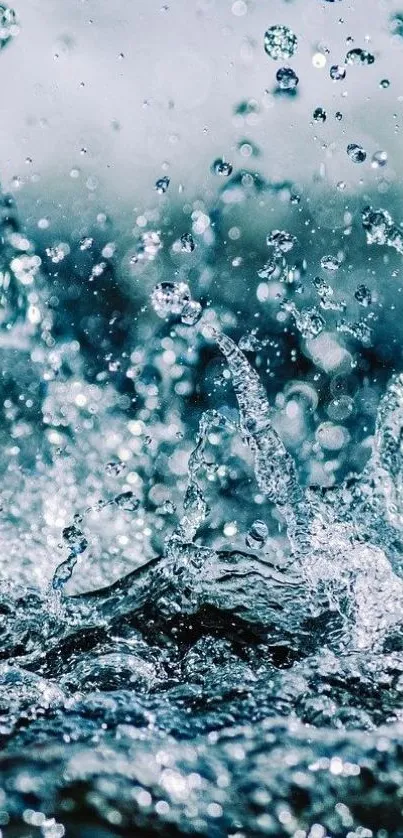 Close-up of dynamic water splashing, creating a vibrant and refreshing wallpaper.