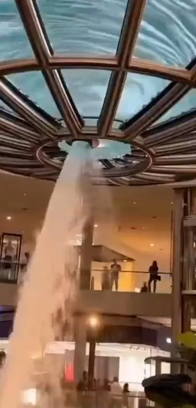 Indoor waterfall ceiling with modern design ambiance.