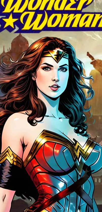 Wonder Woman digital artwork with vibrant colors.