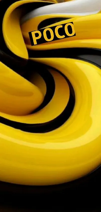 Dynamic yellow abstract wallpaper with black and white accents.