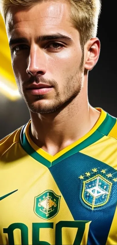 Yellow and green Brazil soccer jersey portrait wallpaper.