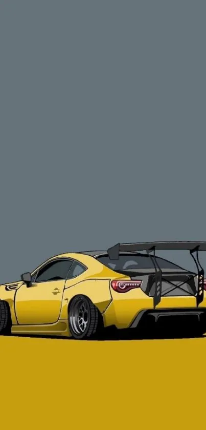 Stylized yellow sports car on an abstract background.