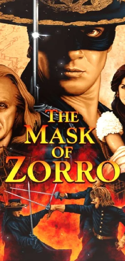 Zorro movie poster showcasing dynamic characters.