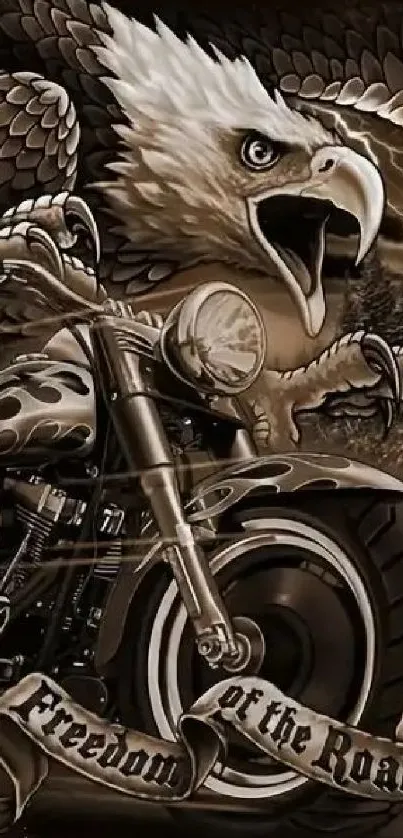 Eagle and motorcycle wallpaper with freedom theme.