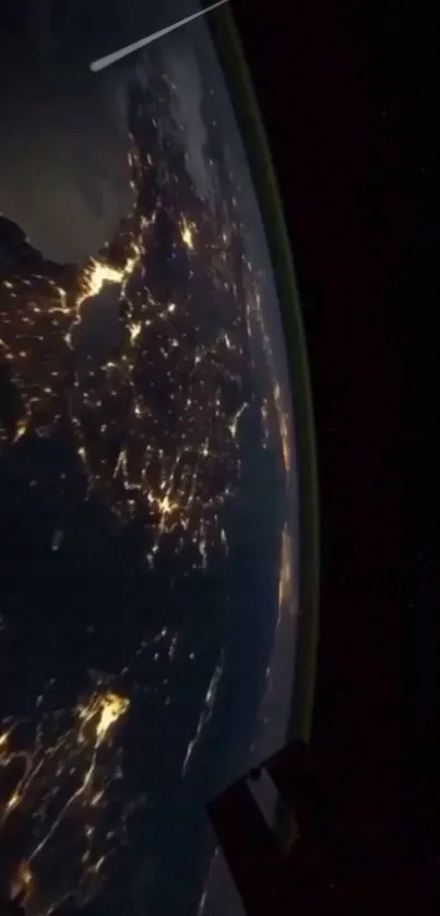 Earth illuminated at night from space view.