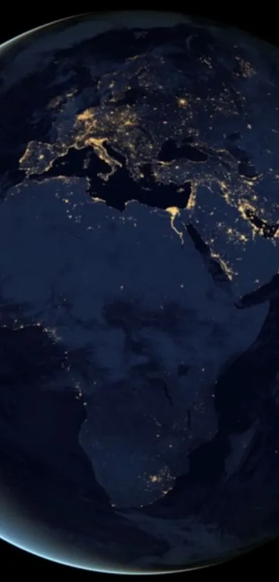 Earth's illuminated continents at night wallpaper.