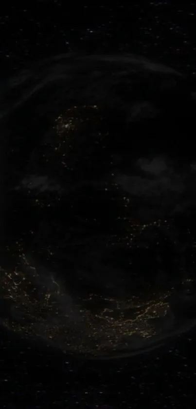 View of Earth from space at night with city lights.