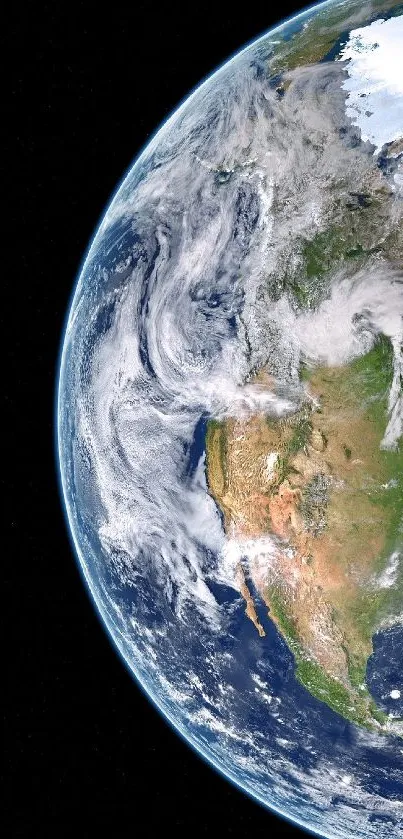 A stunning view of Earth from space, showcasing vibrant colors and swirling clouds.