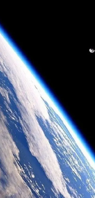 Earth from space mobile wallpaper with vivid blue and black colors.