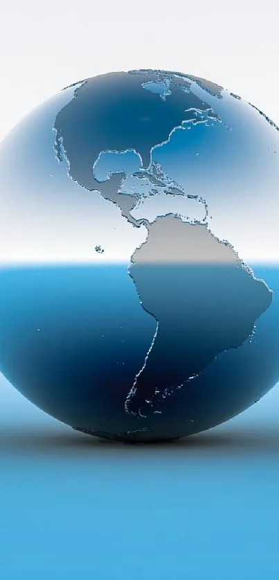 A realistic Earth globe on a blue gradient background for mobile wallpaper.