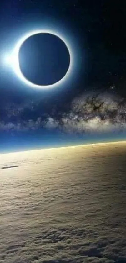 Solar eclipse with Earth view, space wallpaper.