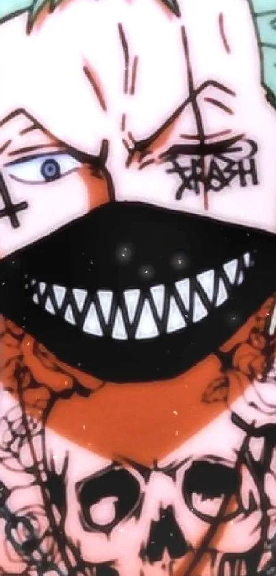 Anime character with bold tattoos wearing a mask on mobile wallpaper.