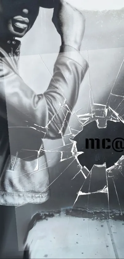 Stylish monochrome wallpaper with shattered glass effect.