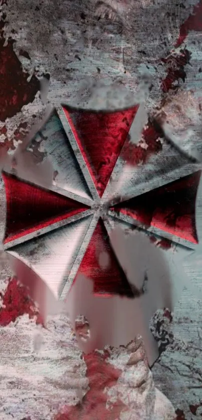 Edgy red cross design on grunge background wallpaper.