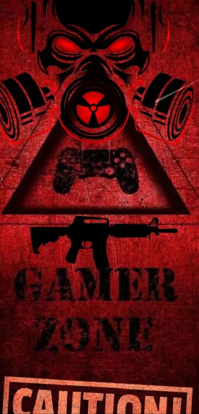 Edgy Gamer Zone red wallpaper with graphic design.