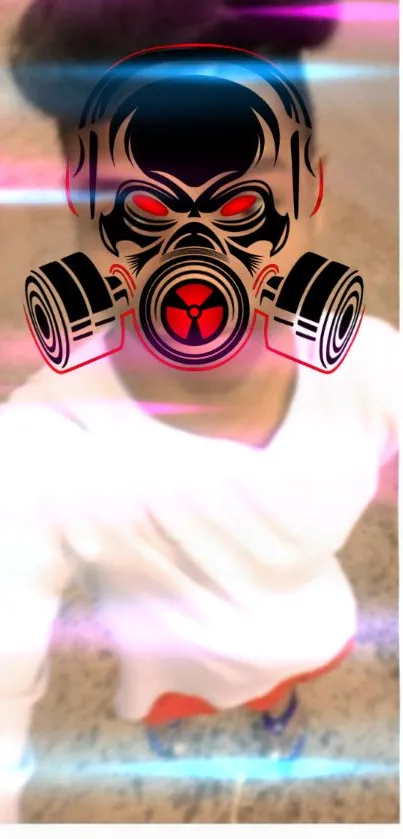 Edgy mobile wallpaper with gas mask design.