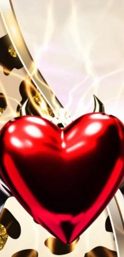 Edgy metallic heart wallpaper with vibrant colors.