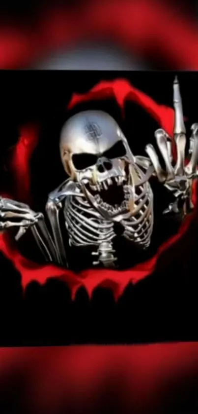 Fierce skeleton art on a black and red background wallpaper.