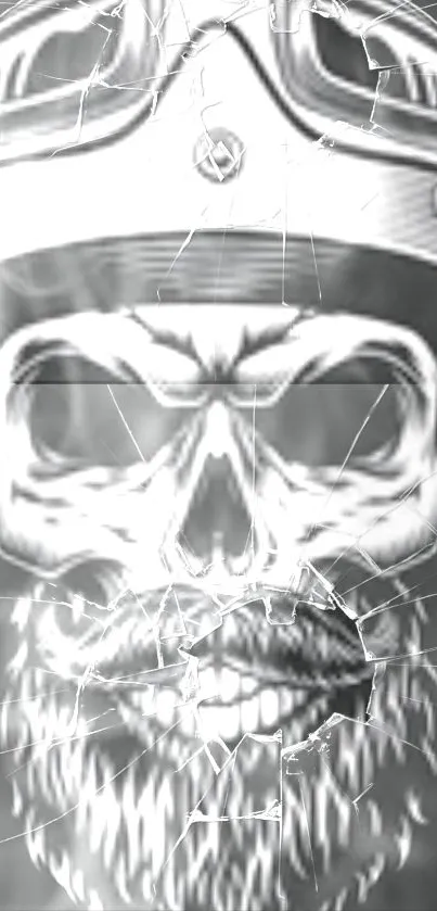 Edgy monochrome skull art wallpaper for mobile.