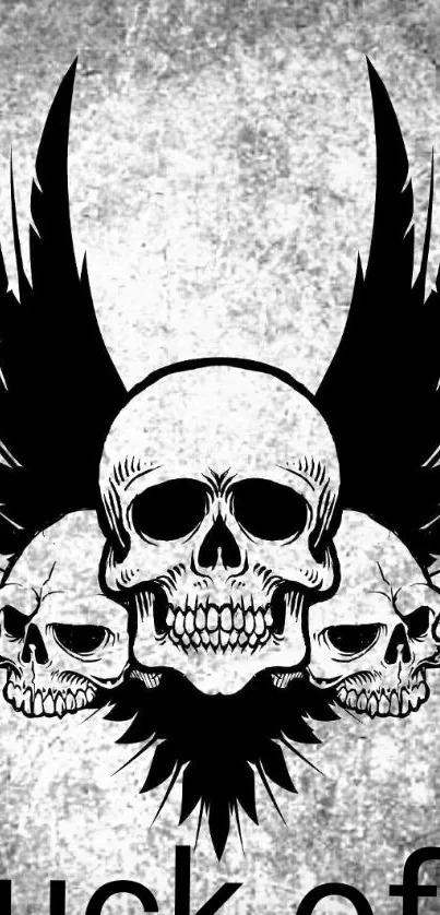 Edgy skulls with wings on a grunge background.