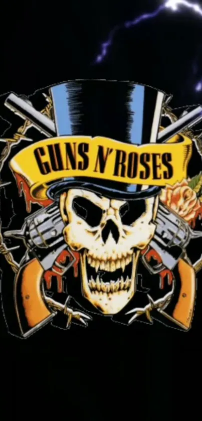 Guns N' Roses skull with top hat logo.