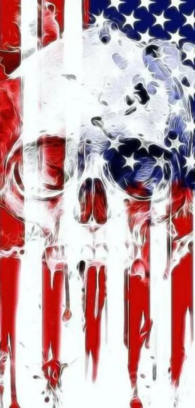 Skull interwoven with American flag design wallpaper.