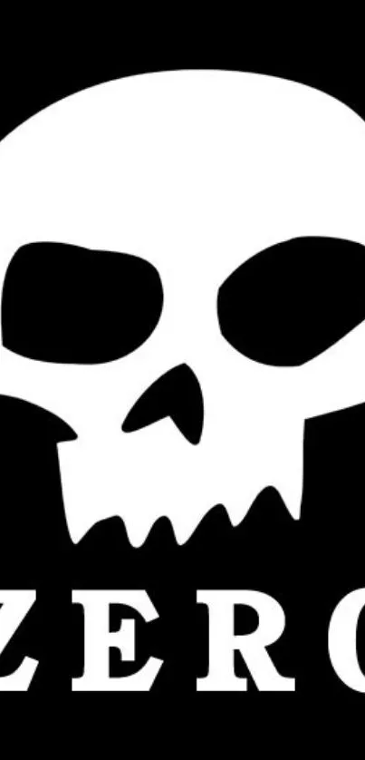 White skull and text 'Zero' on a black background.