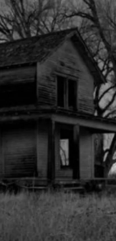 Haunting black and white abandoned house wallpaper.