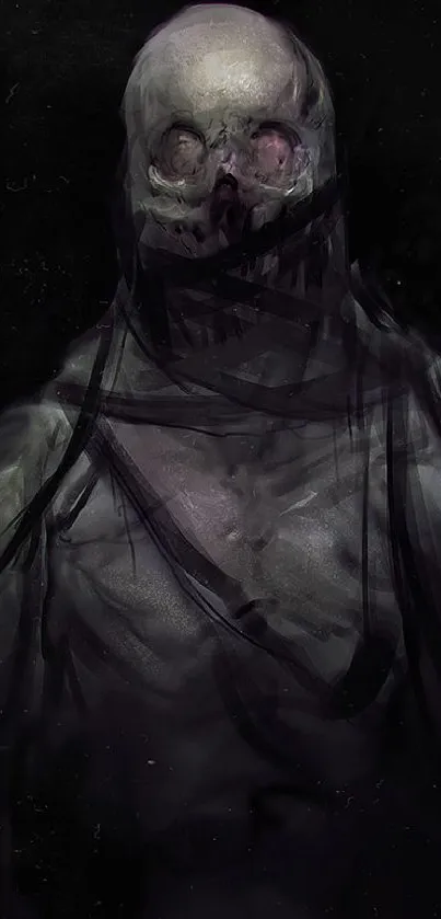 Dark artistic wallpaper with eerie abstract figure.