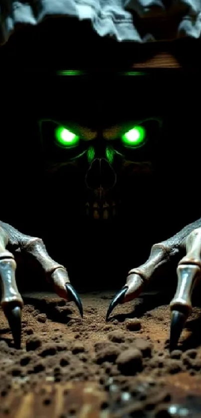 Eerie mobile wallpaper with glowing skull