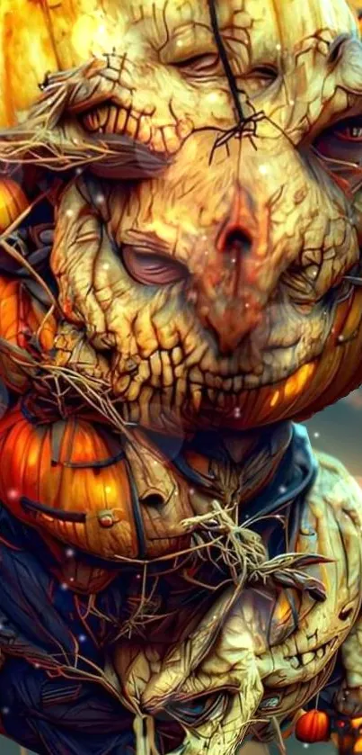 Surreal pumpkin creature art for Halloween mobile wallpaper.