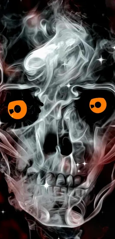 Skeleton smoke wallpaper with orange eyes.