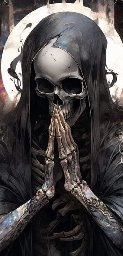 Eerie skull art with dark gothic design for mobile wallpaper.