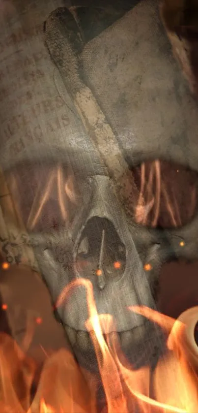 Eerie skull nestled among vintage books for a haunting mobile wallpaper.