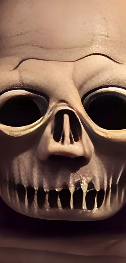 Eerie skull with hollow eyes mobile wallpaper