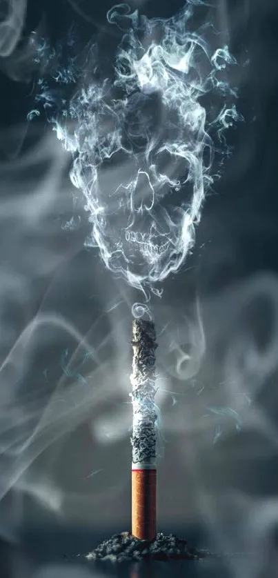 Cigarette smoke forming a skull on dark background wallpaper.