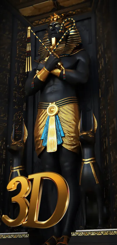 Pharaoh-themed mobile wallpaper with gold accents and hieroglyphics.