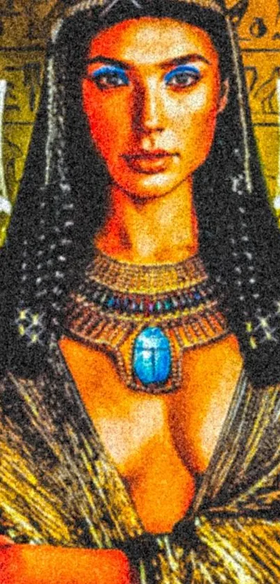 Colorful Egyptian queen art wallpaper for phones.