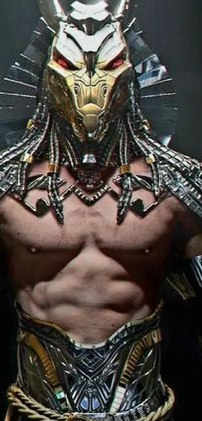Illustration of an Egyptian-inspired warrior in detailed armor.